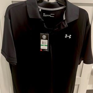 NWT Under Armour Mens black Polo.